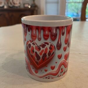 Lisa Frank style Red leopard Heart and Drip Pattern Ceramic Mug. Retro vibes!